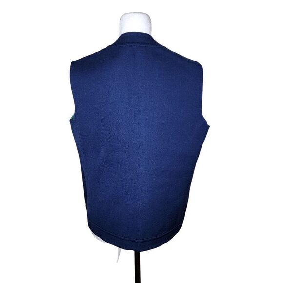 Vintage 70s Reversable Striped Solid Full Zip Vest Womens Size L Blue Green - Picture 4 of 7